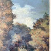 Tableau ancien paysage de forêt signé S.Gautier