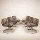 Guido Faleschini Italian Astro Chrome and Taupe Suede Armchairs for i4 Mariani