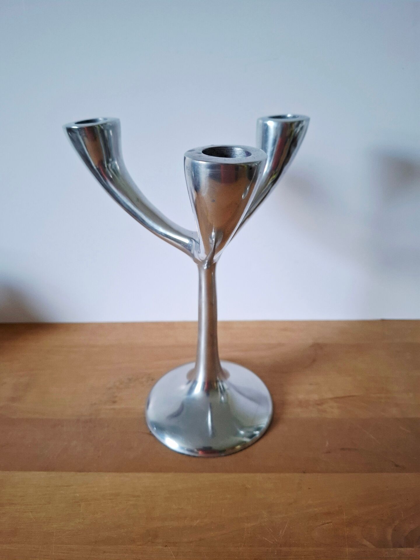 Vintage aluminium candlestick duo