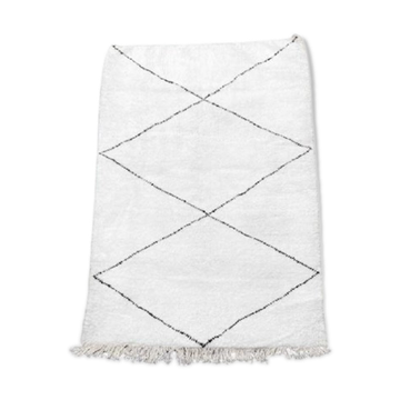 Tapis berbère blanc et noir marocain 150x220