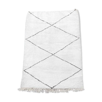 Berber carpet white and black moroccan 150x220