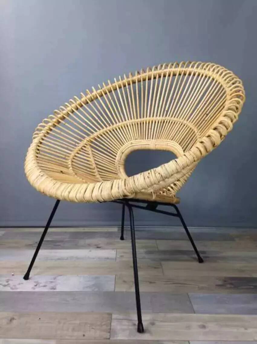 Rattan and metal armchair
