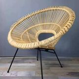 Rattan and metal armchair