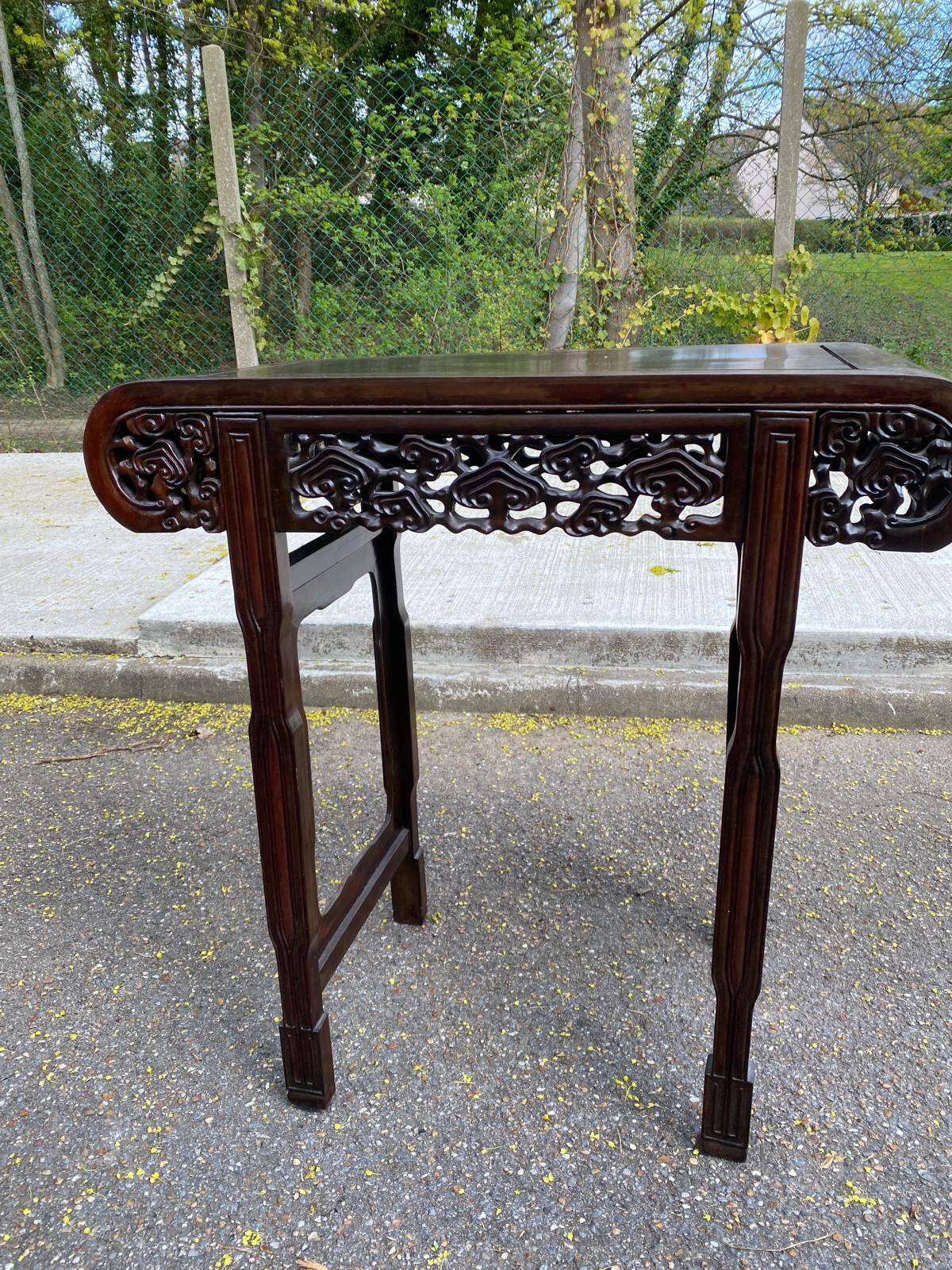 19th-century carved solid wood Chinese console.