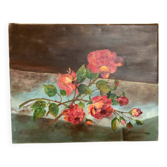 Flower painting oil on canvas signed