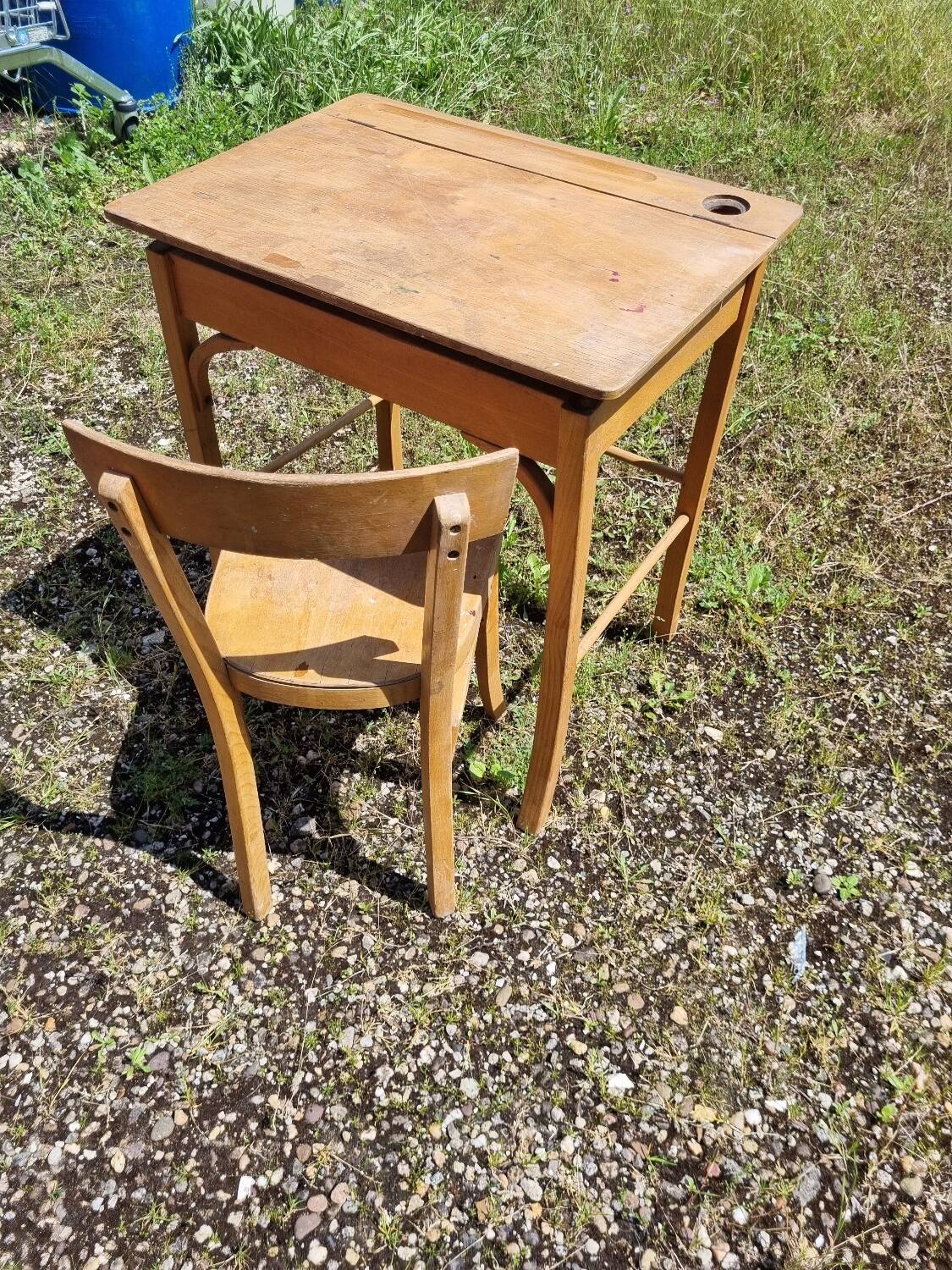 Bureau pupitre + chaise baumann enfant vintage