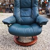 Vintage armchair ekornes green leather