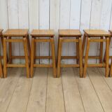 Six English School Lab Bar Stools