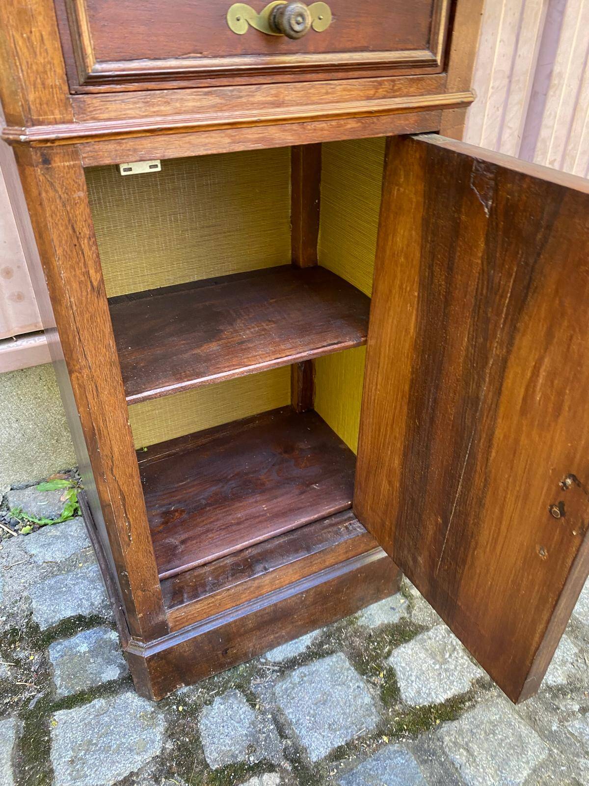 Table de chevet Louis Philippe acajou et marbre blanc du 19ème