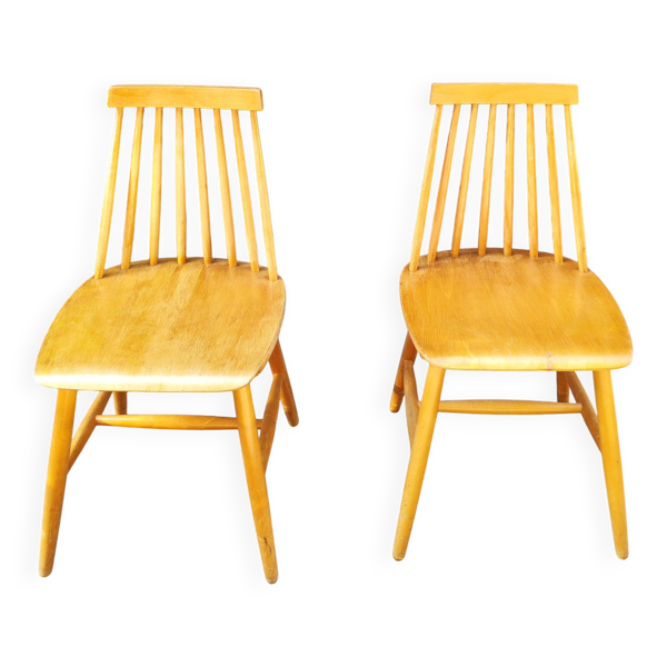 Paire de chaises scandinaves Pinnstol Suède 1960