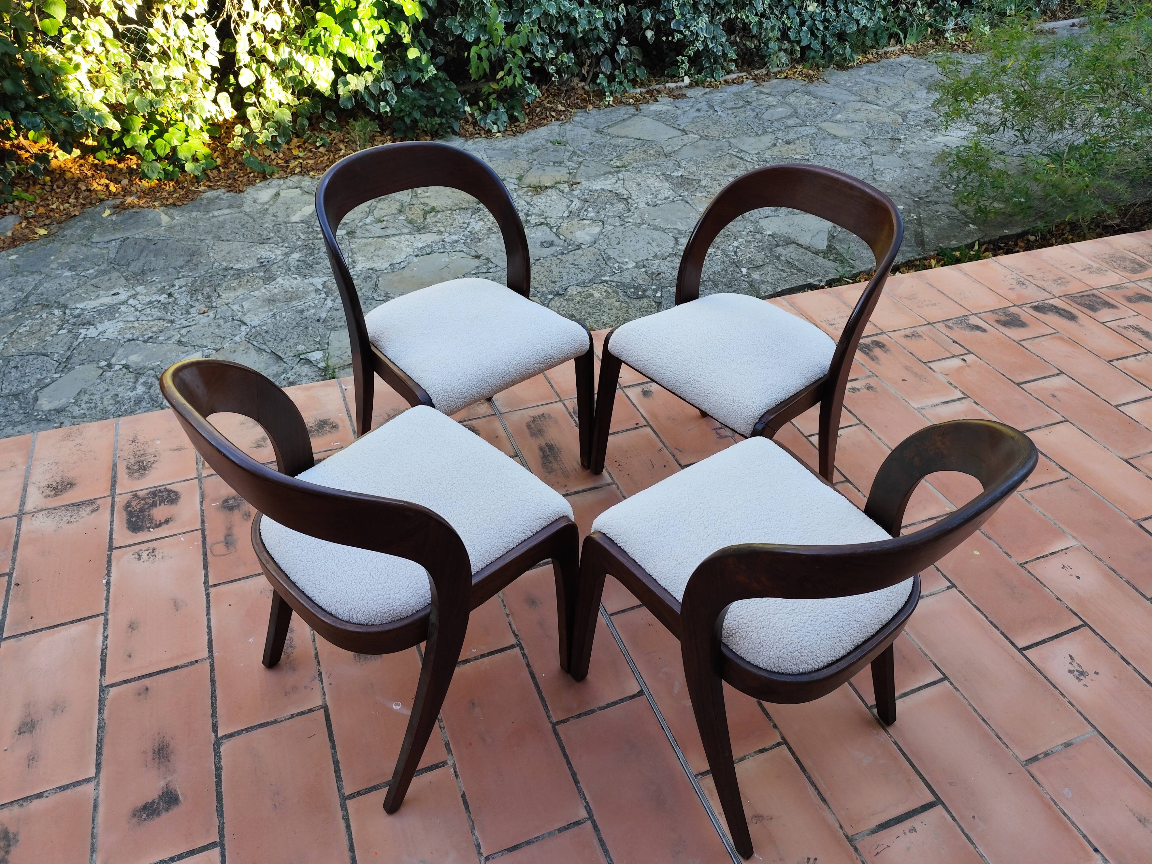 BAUMANN Suite de 4 chaises Gondole vintage 1970