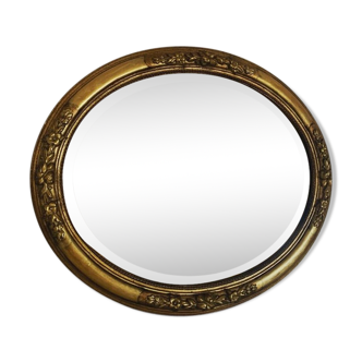 Golden wood mirror and bevelled
