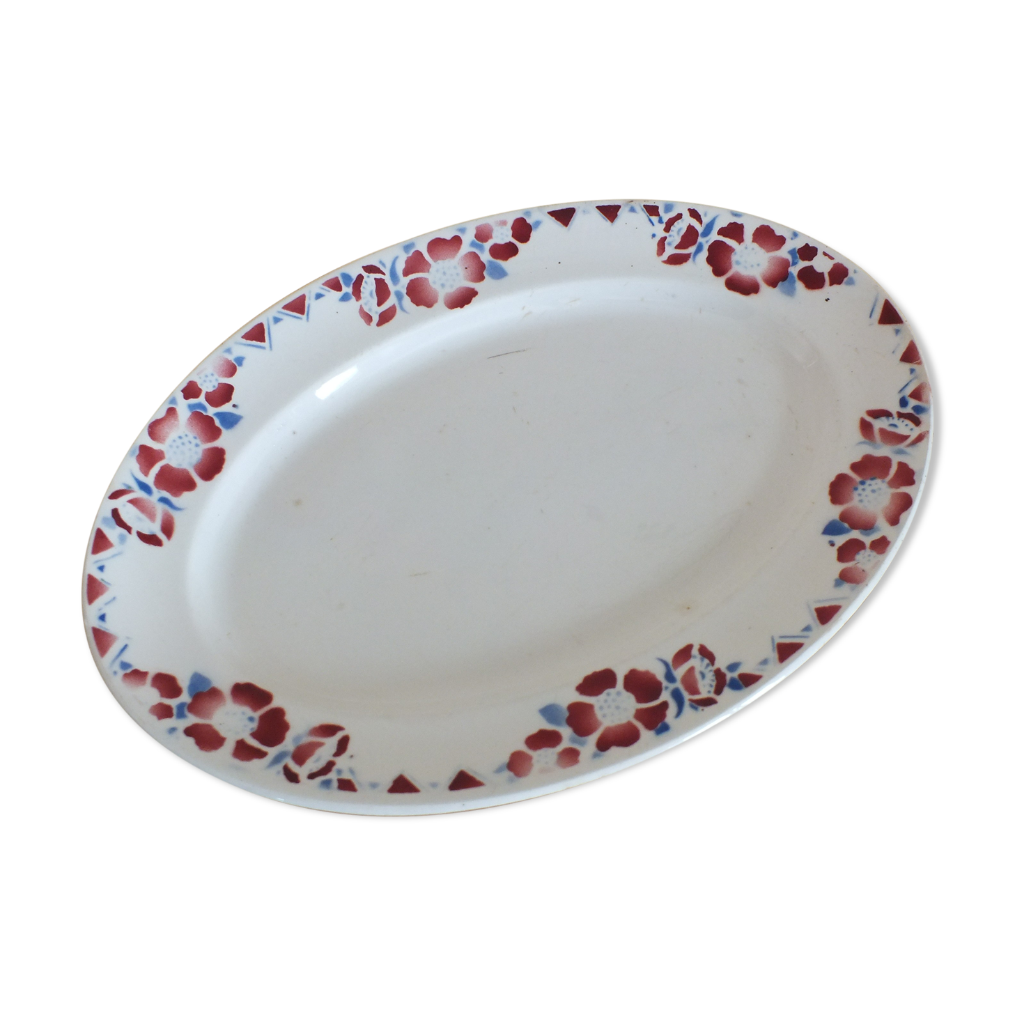 + Oval dish Céranord Saint Amand model Eglantines +