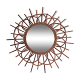 Mirror sun in arched rattan 54cm, 1960