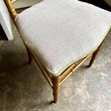 Napoleon III chair in gilded bamboo wood and beige cotton.