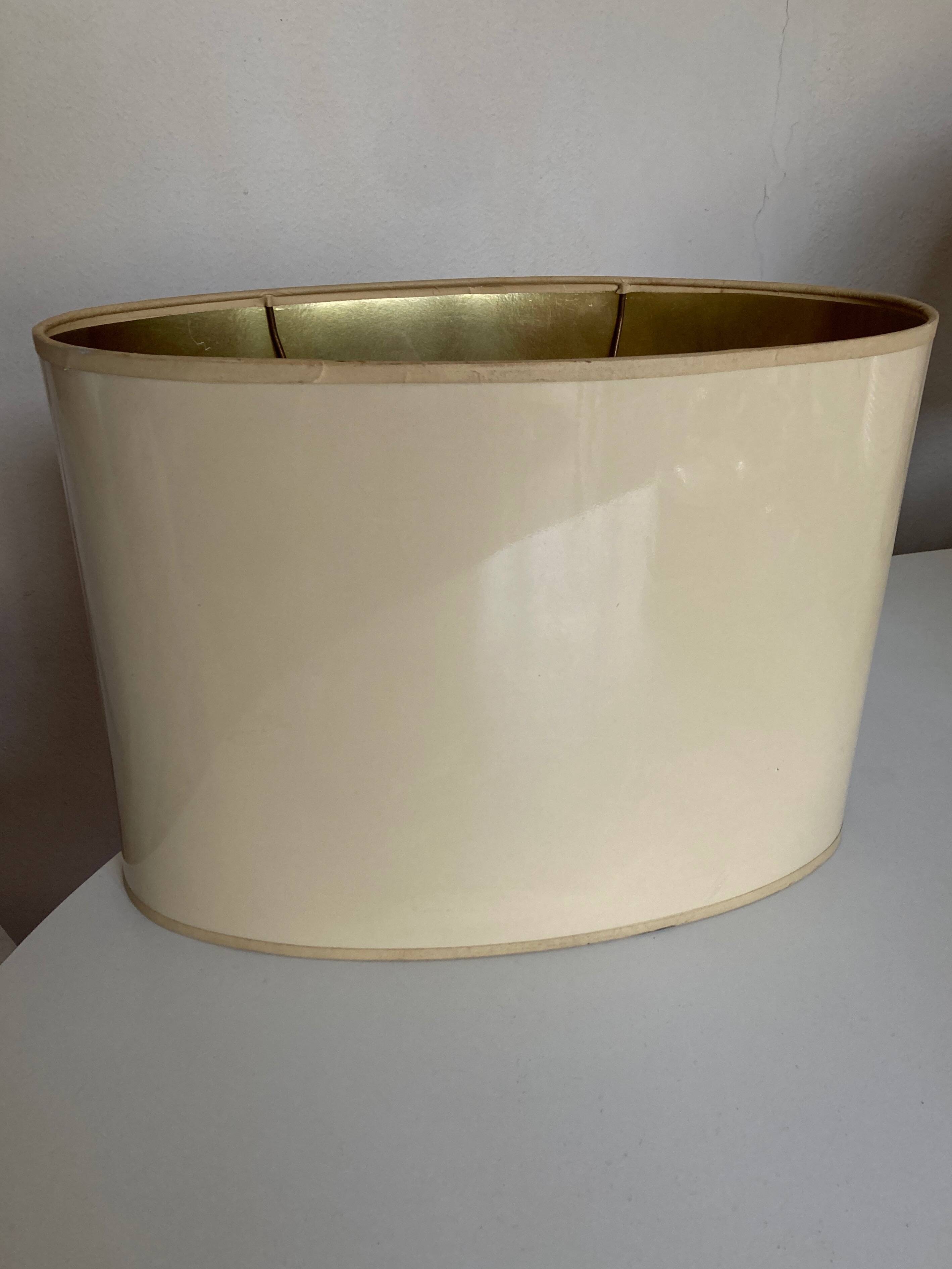 Oval lampshade hot water bottle lamp lacquered cardboard lined with gold 1970