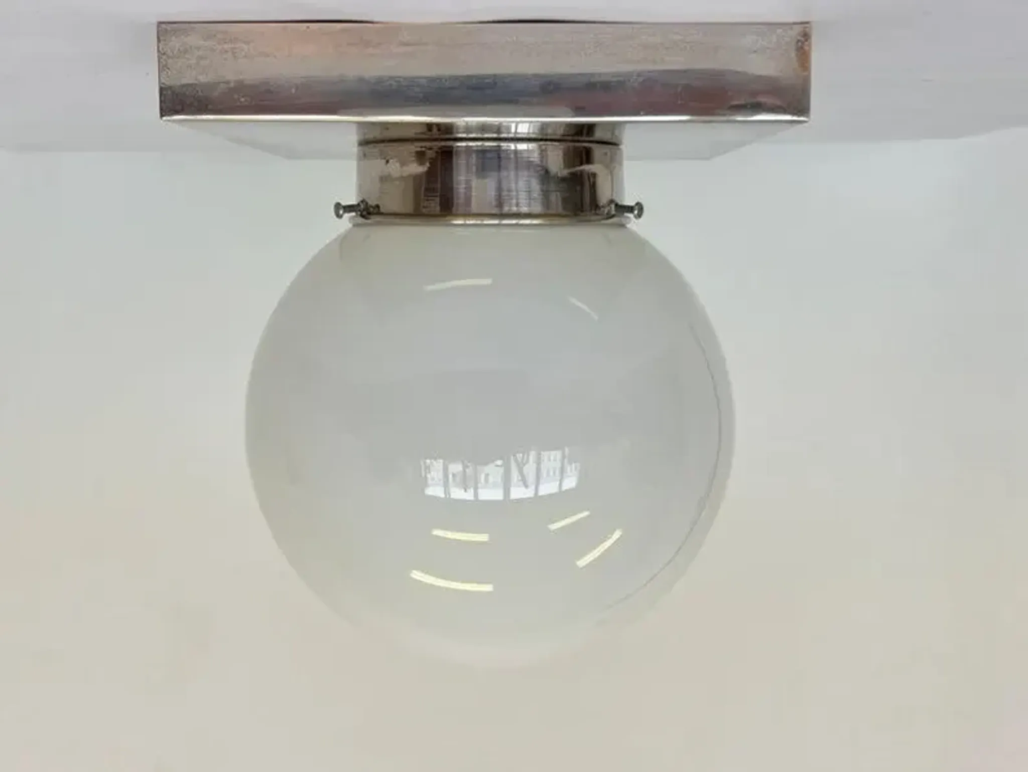 Design Chrome and glass Bauhaus Ceiling Lamp / Flushmounts, 1930s