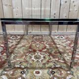 Table basse en métal chromé et verre 1970