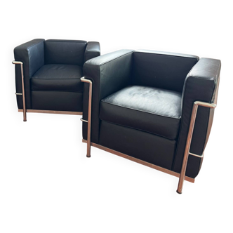 Pair of leather armchairs