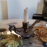 Bougeoir laiton vintage de  style gothique
