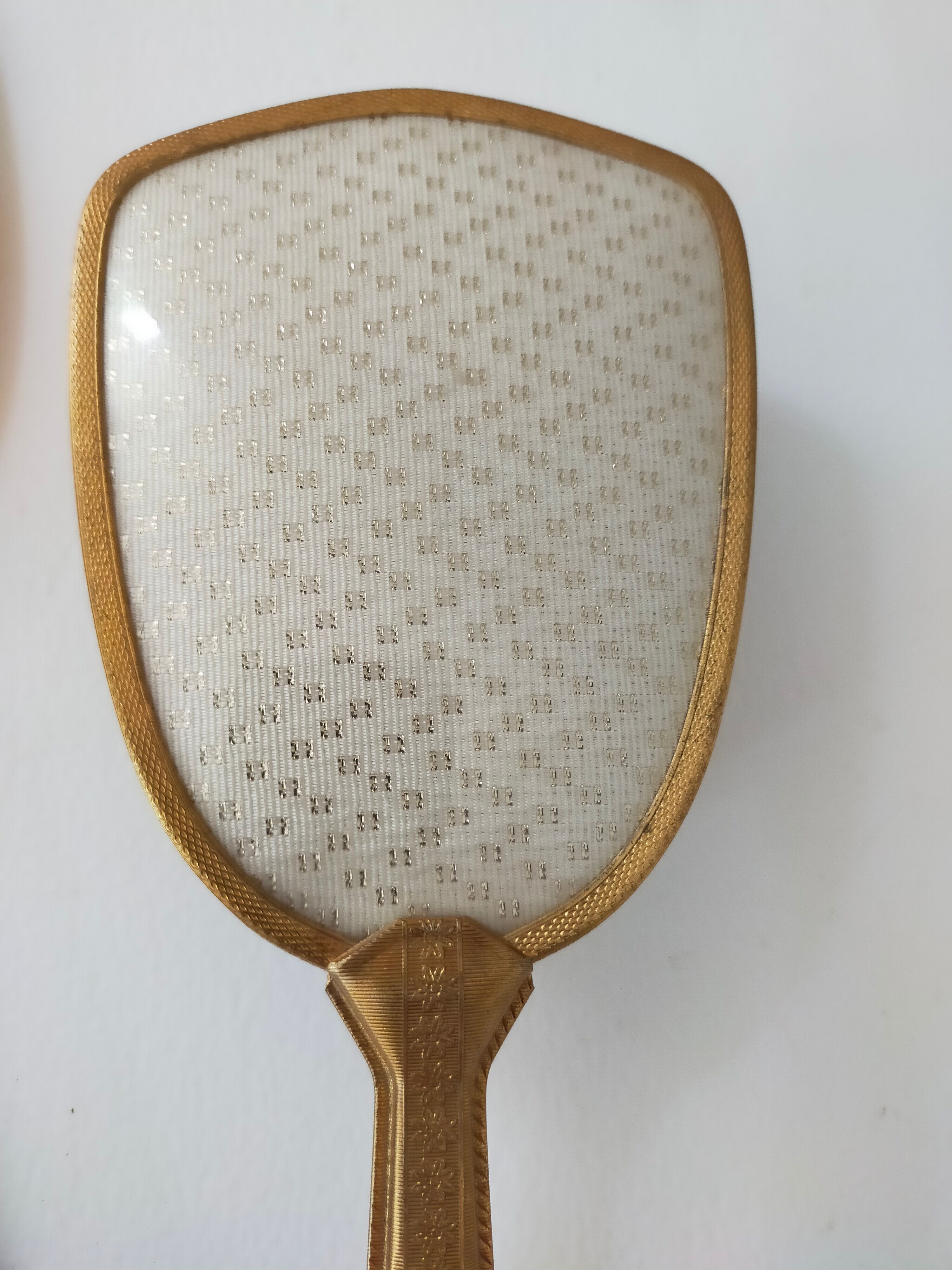 Vintage handheld mirror and hairbrush vanity set