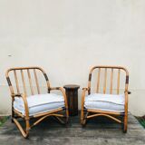 Pair of vintage bamboo armchairs 1970