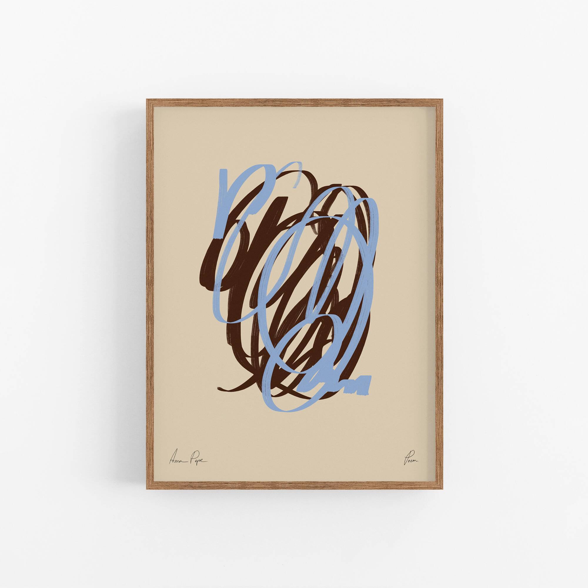 Abstract brown and blue lines giclee print