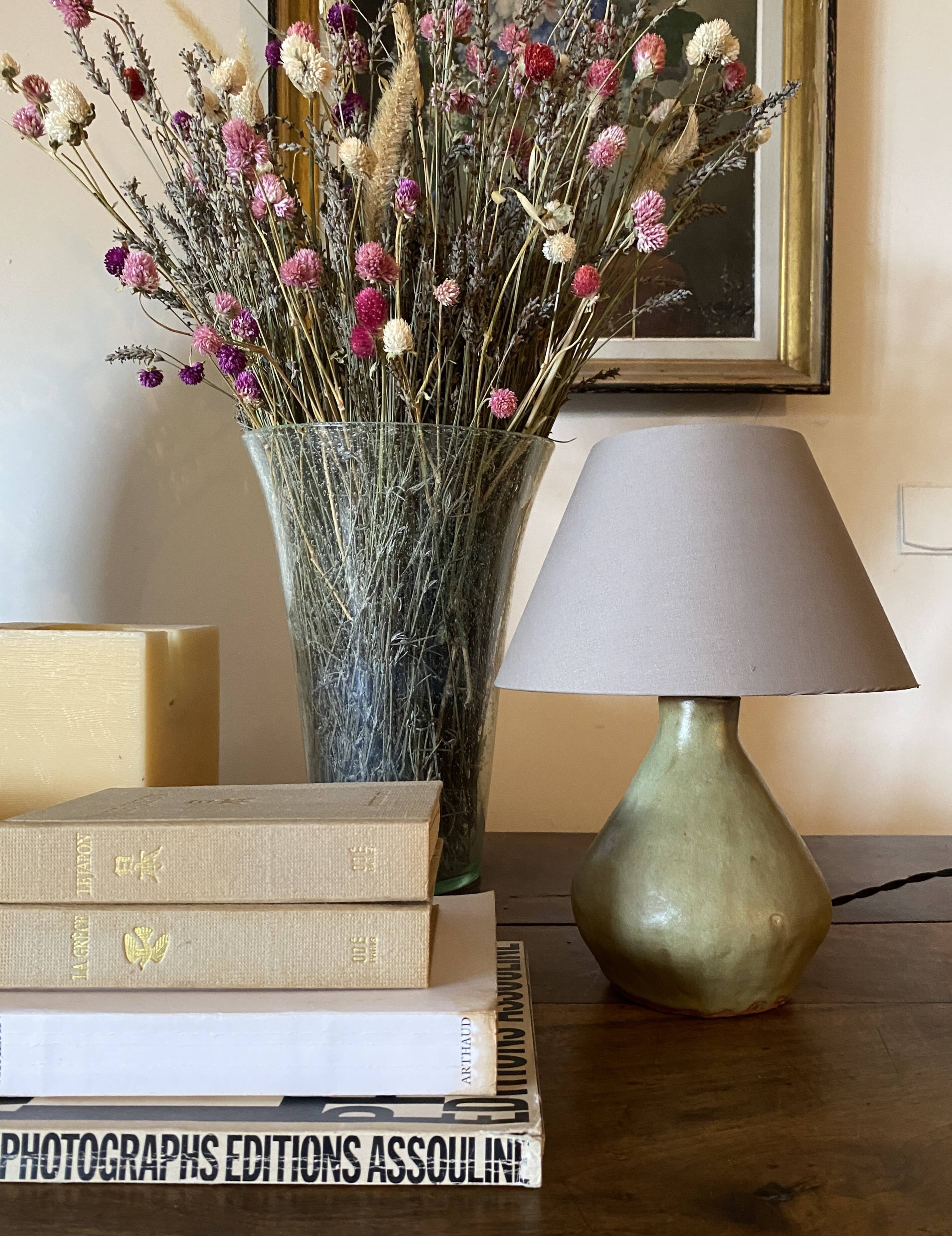 Ceramic lamp, 2M fabric cable, cotton lampshade