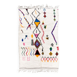 Berber carpet Azilal ecru with colorful patterns 2,33x1,40m