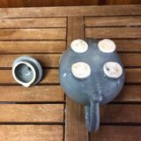 Old teapot elephant shape gray & pink ceramic vintage #a472