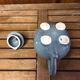 Old teapot elephant shape gray & pink ceramic vintage #a472
