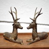 Paire de cerf, sculpture, cerf laiton, décoration intérieur, bouddhiste, collection, deer, brass