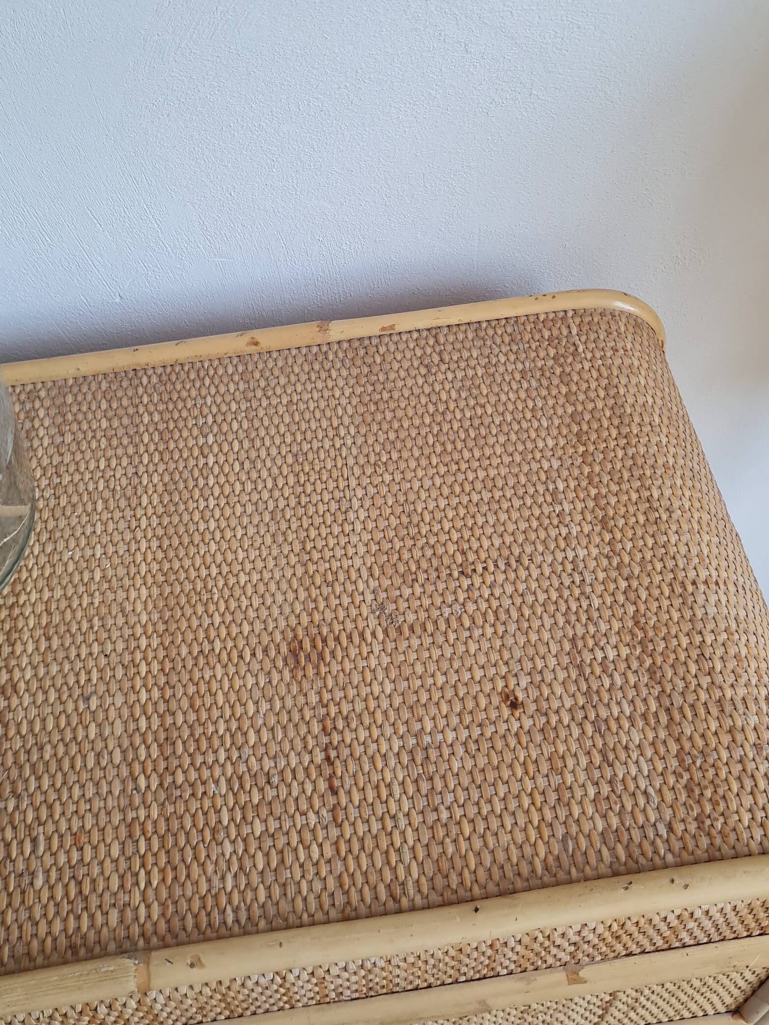 Vintage rattan chest of drawers