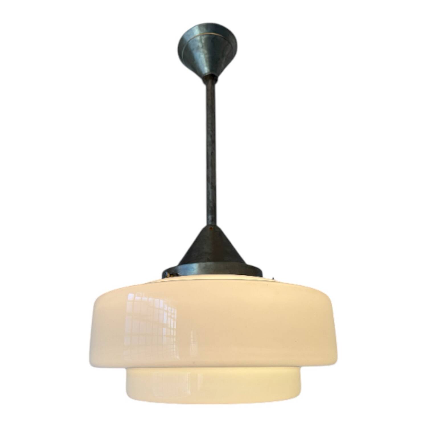Lustre Art Déco opaline style Bauhaus