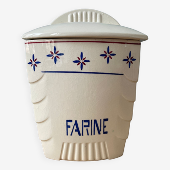 Pot ancien à farine en demi-porcelaine de Lunéville