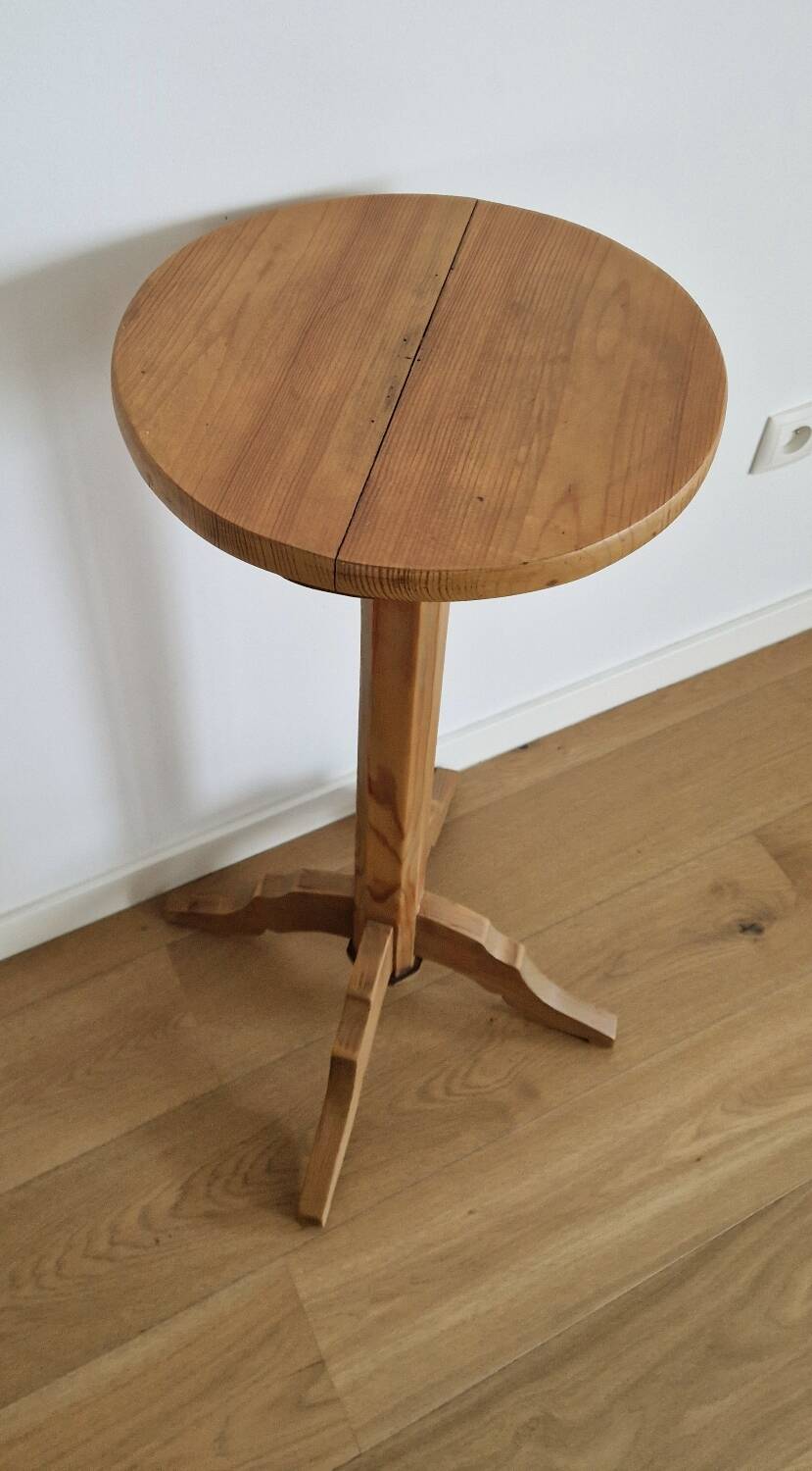 Solid pine wood pedestal table 1940s
