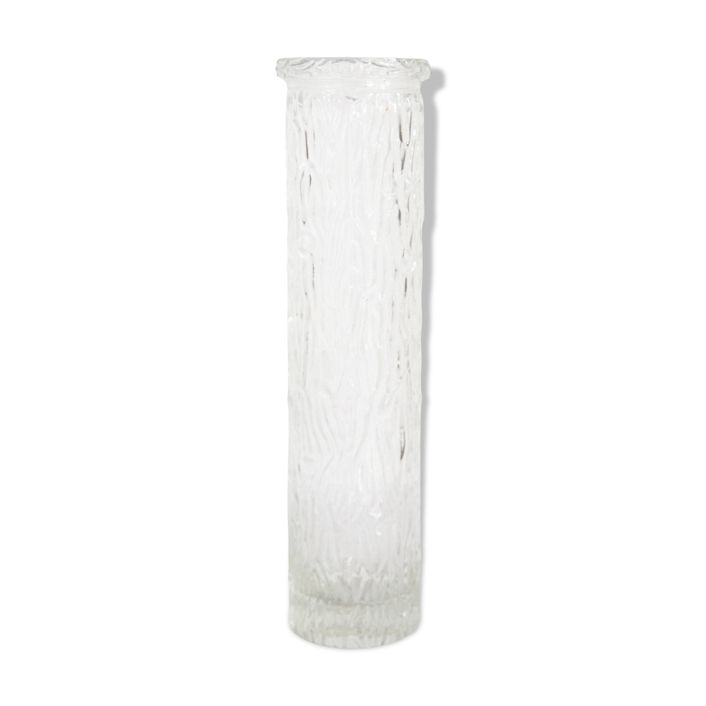 Vintage mid-century transparent Oberglass vase, rock crystal, Austria, 1970s.