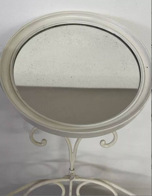 Coiffeuse en fer forgé ancienne / Meuble de toilette vintage