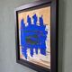 Mid-century modern "abstract in blue" swedish vintage abstract mixed media painting, framed