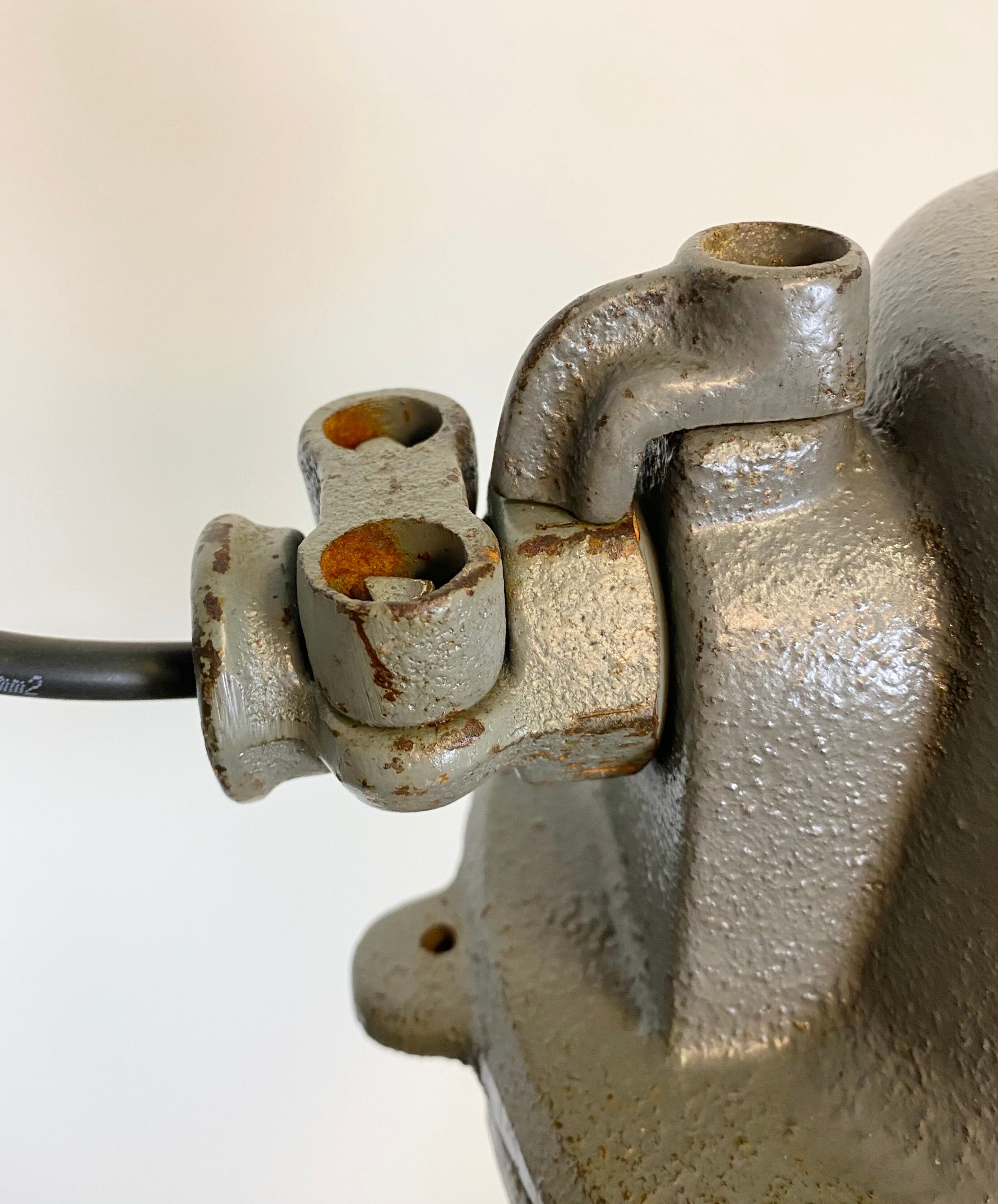 Grey Industrial Cast Iron Cage Pendant Light, 1960s