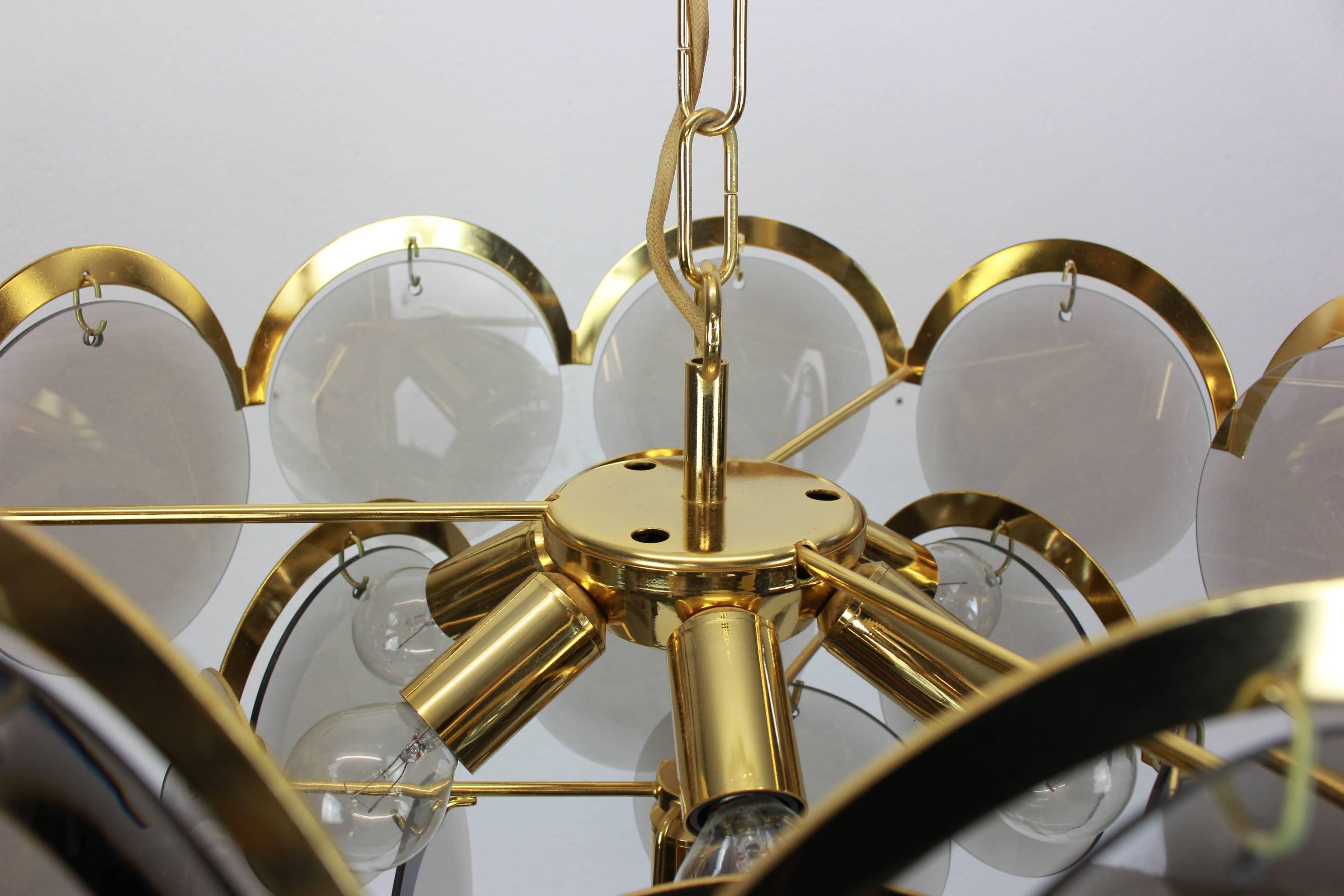 Smoked glass chandelier Vistosi, Italy, 1960s