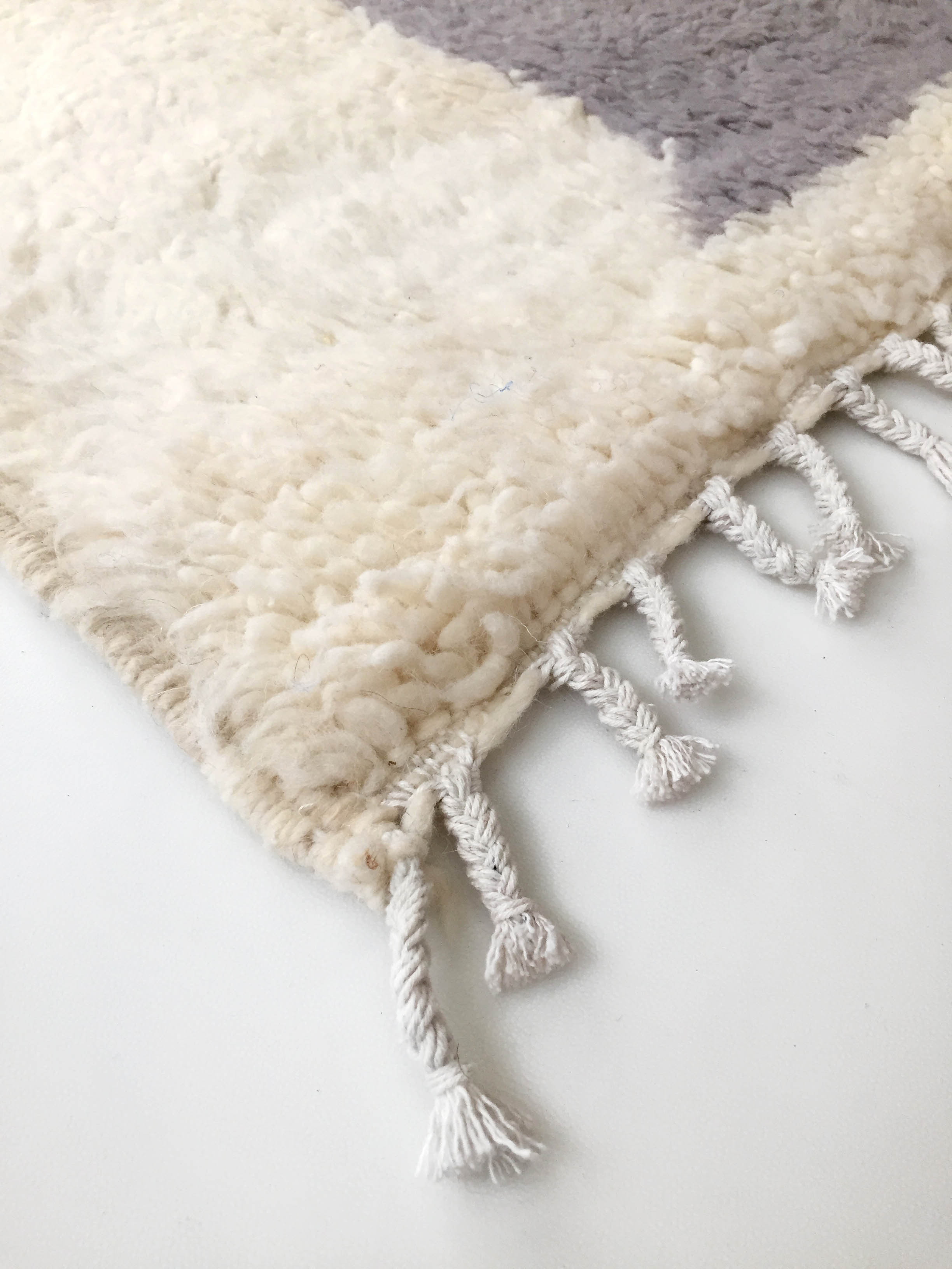 Moroccan Berber carpet blessed ouarain ecru with colorful patterns 148x104cm