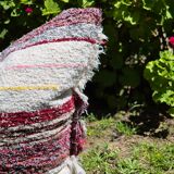 Handmade pouf cover - handwoven recycled cotton - 120 x 120 cm