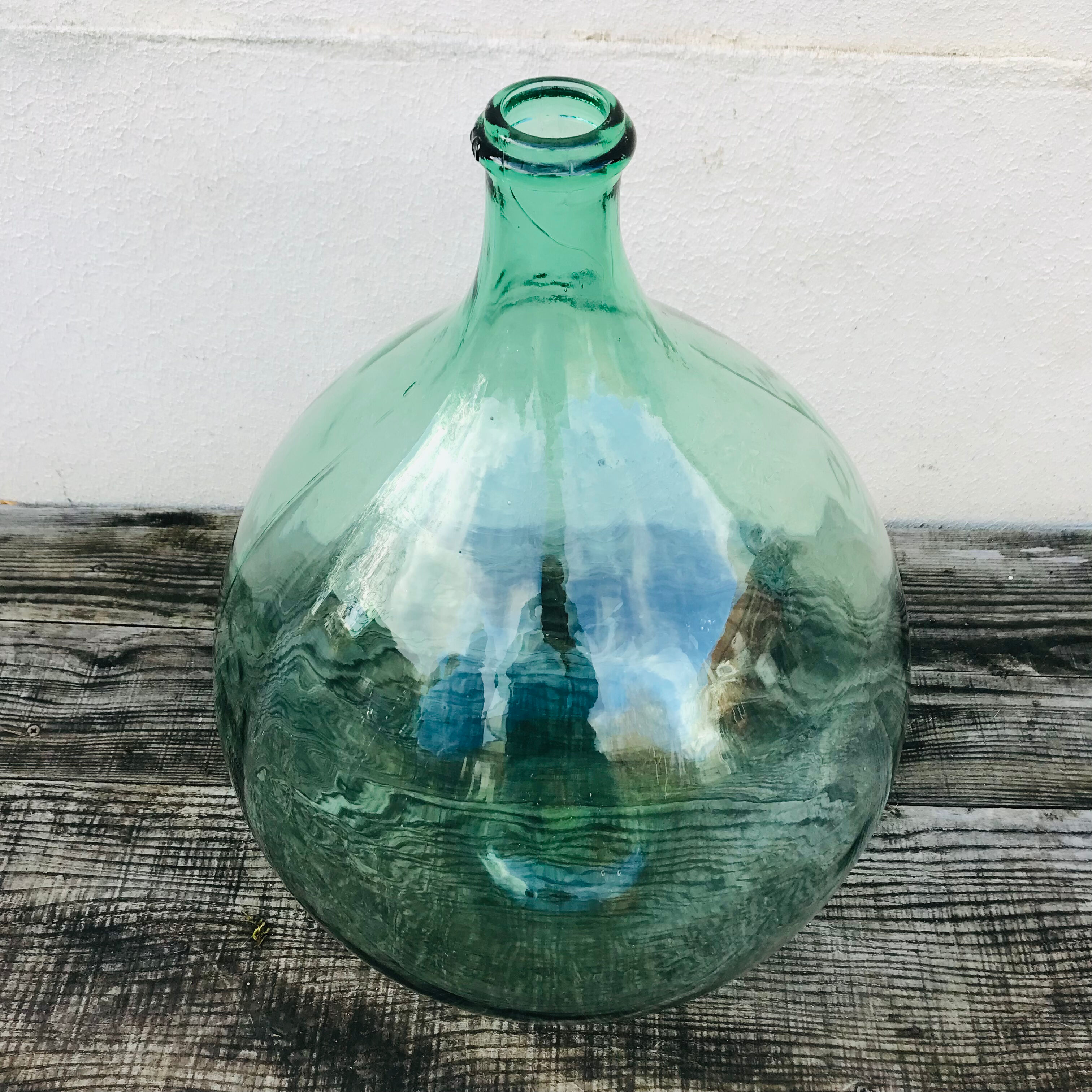 Demijohn old 20 L light blue-green glass