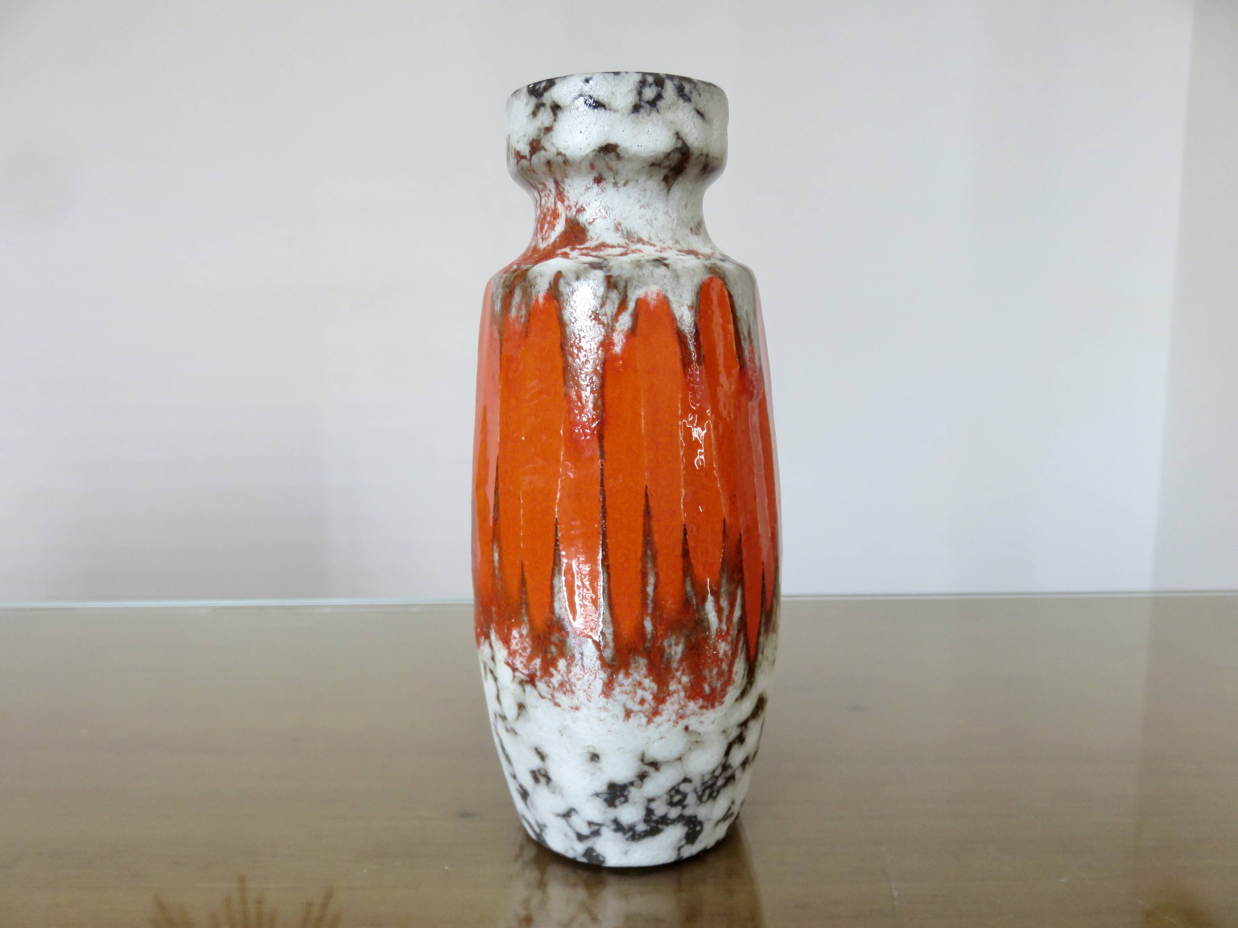 Orange "fat lava" ceramic vase, West Germany, 1970