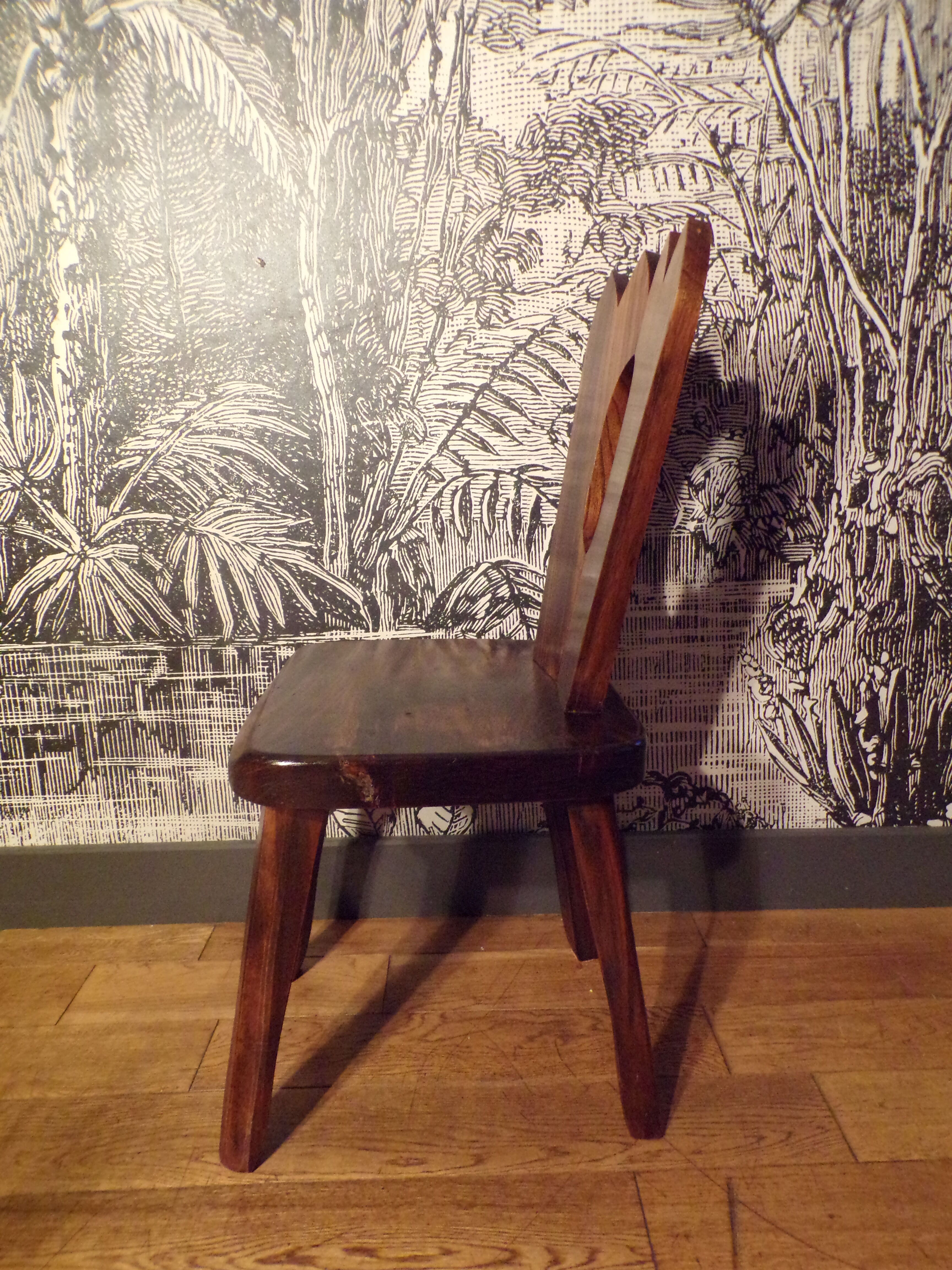 Brutalist chair in solid elm