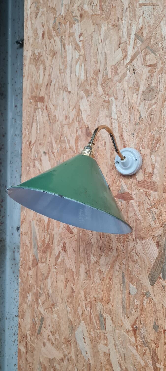 Vintage enameled sheet metal wall light