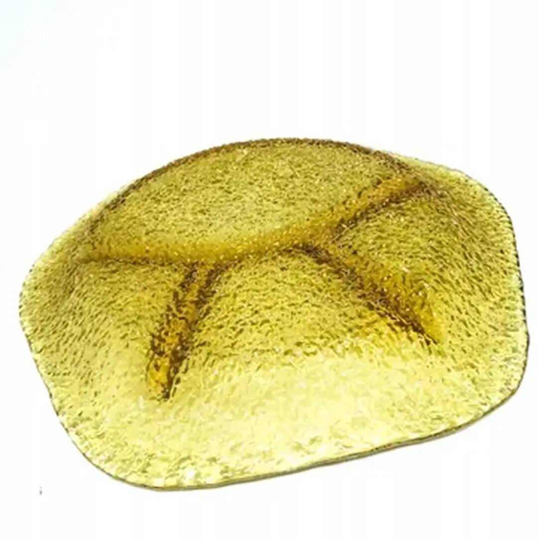 Plateau d'apéritif, moderne du milieu du siècle, verre jaune, design par J. Drost, Ząbkowice, Pologne, années 1970