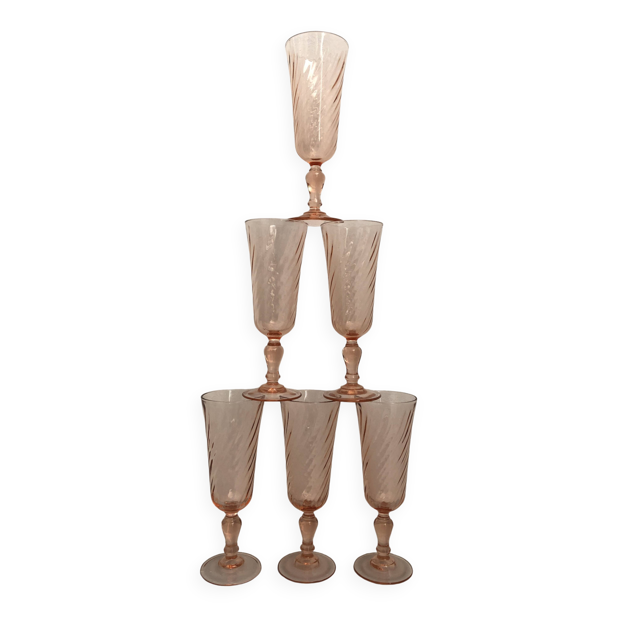 Vintage Rosaline Champagne Flutes