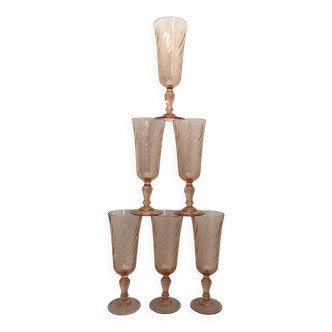 Vintage Rosaline Champagne Flutes